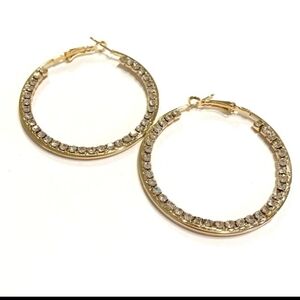 Gold Crystal Hoop Earrings - Women Jewelry